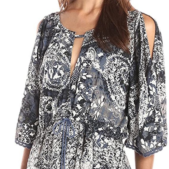 Free People Dress Boho Print Mini Cold Shoulder XS - Picture 3 of 10